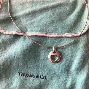Tiffany&Co Sterling Silver Necklace with Heart Stencil Pendant